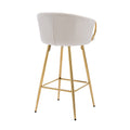 26 Inch Set Of 2 Bar Stools,With Chrome Footrest And Base Velvet Golden Leg Simple Bar Stoo,Cream Cream Foam Fabric