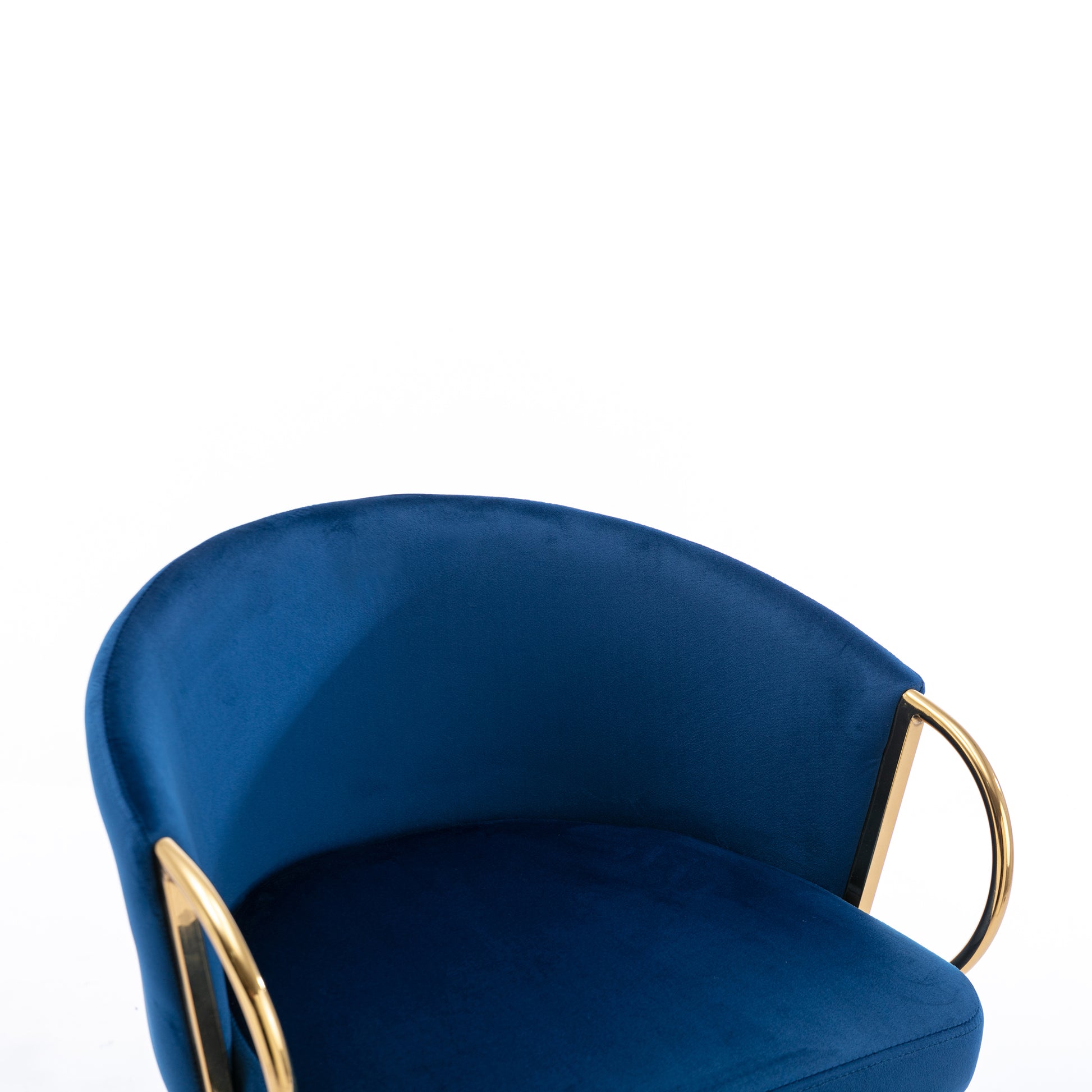 26 Inch Set Of 2 Bar Stools,With Chrome Footrest Velvet Golden Leg Simple Bar Stool,Blue Blue Foam Fabric