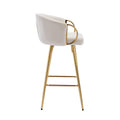 26 Inch Set Of 2 Bar Stools,With Chrome Footrest And Base Velvet Golden Leg Simple Bar Stoo,Cream Cream Foam Fabric