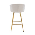 26 Inch Set Of 2 Bar Stools,With Chrome Footrest And Base Velvet Golden Leg Simple Bar Stoo,Cream Cream Foam Fabric