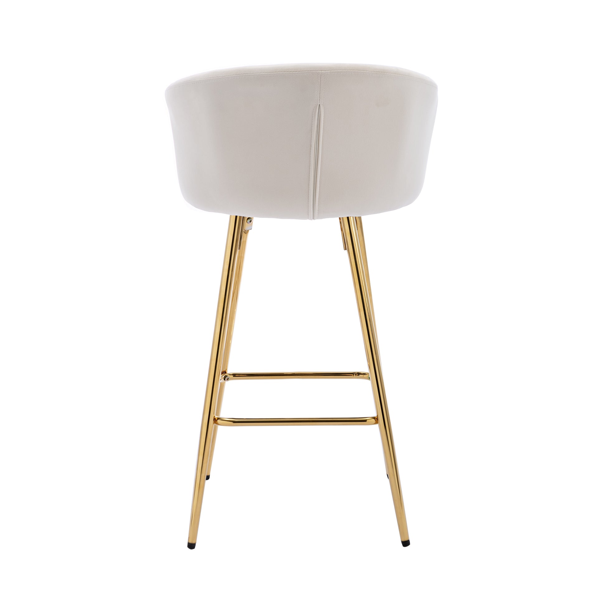 26 Inch Set Of 2 Bar Stools,With Chrome Footrest And Base Velvet Golden Leg Simple Bar Stoo,Cream Cream Foam Fabric