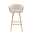 30 Inch Set Of 2 Bar Stools,With Chrome Footrest And Base Velvet Golden Leg Simple Bar Stool,Cream Cream Foam Fabric