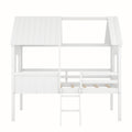 Twin Size Low Loft Wood House Bed With Two Side Windows White Old Sku: Lp000037Aak White Solid Wood