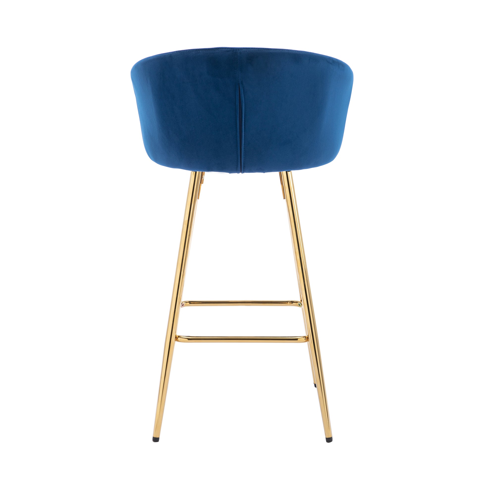 30 Inch Set Of 2 Bar Stools,With Chrome Footrest And Base Velvet Golden Leg Simple Bar Stool,Blue Blue Foam Fabric