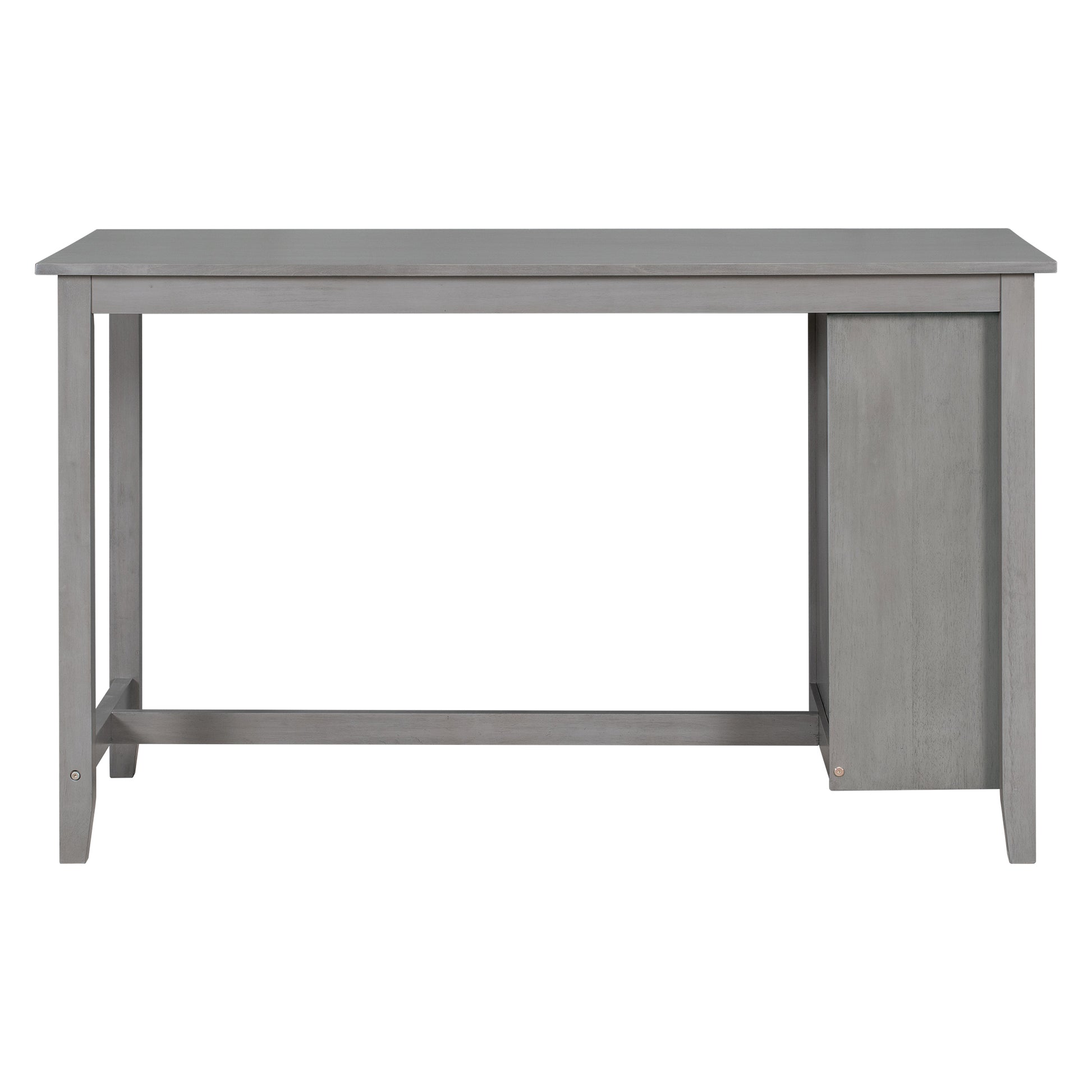 5 Piece Multi Functional Rubber Wood Counter Height Dining Set With Padded Chairs And Integrated 9 Bar Wine Compartment, Wineglass Holders For Dining Room Gray Gray Solid Wood