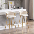30 Inch Set Of 2 Bar Stools,With Chrome Footrest And Base Velvet Golden Leg Simple Bar Stool,Cream Cream Foam Fabric
