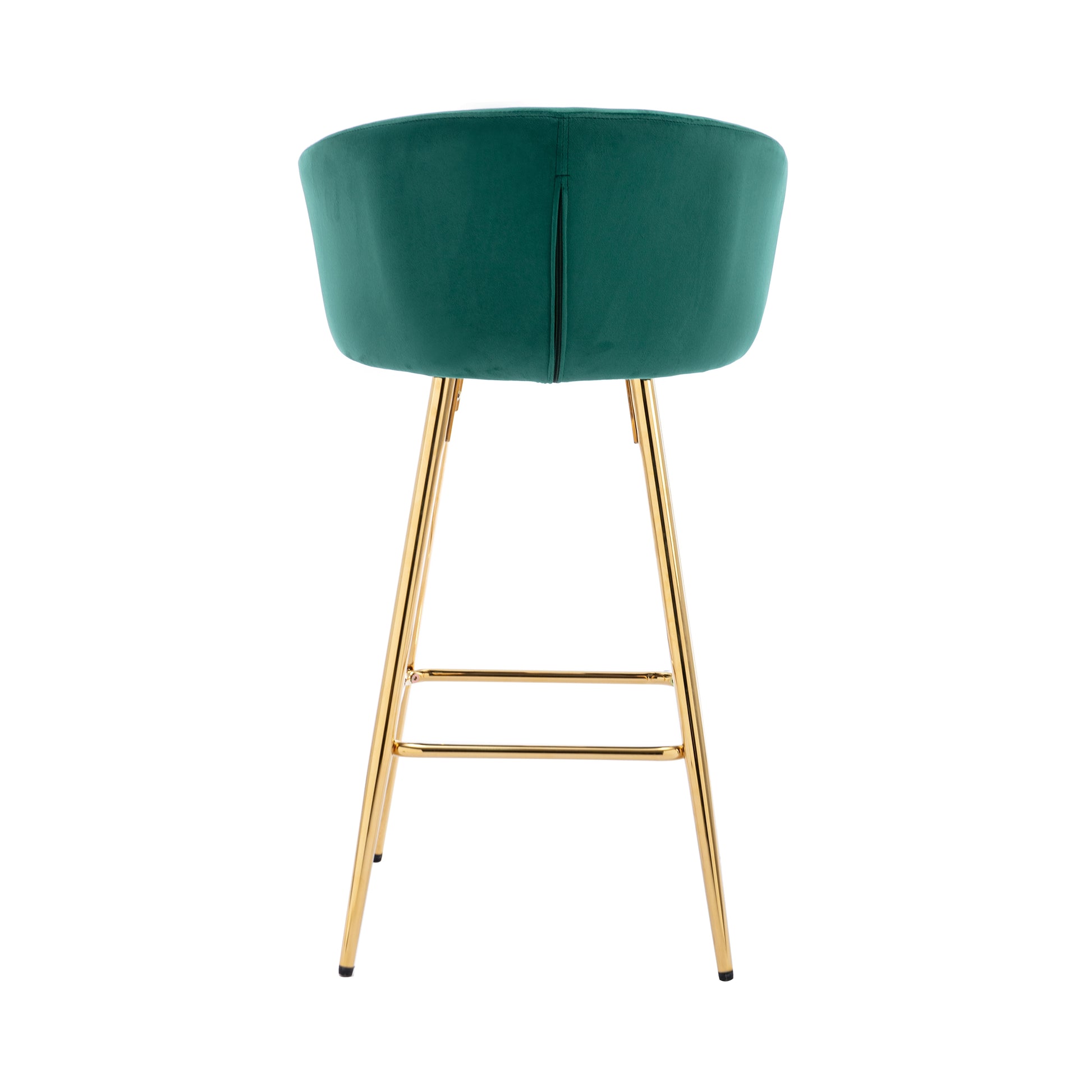 26 Inch Set Of 2 Bar Stools,With Chrome Footrest And Base Velvet Golden Leg Simple Bar Stool,Green Green Foam Fabric