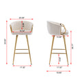 26 Inch Set Of 2 Bar Stools,With Chrome Footrest And Base Velvet Golden Leg Simple Bar Stoo,Cream Cream Foam Fabric