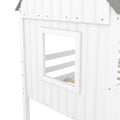 Twin Size Low Loft Wood House Bed With Two Side Windows White Gray Old Sku: Lp000037Aae Gray Solid Wood