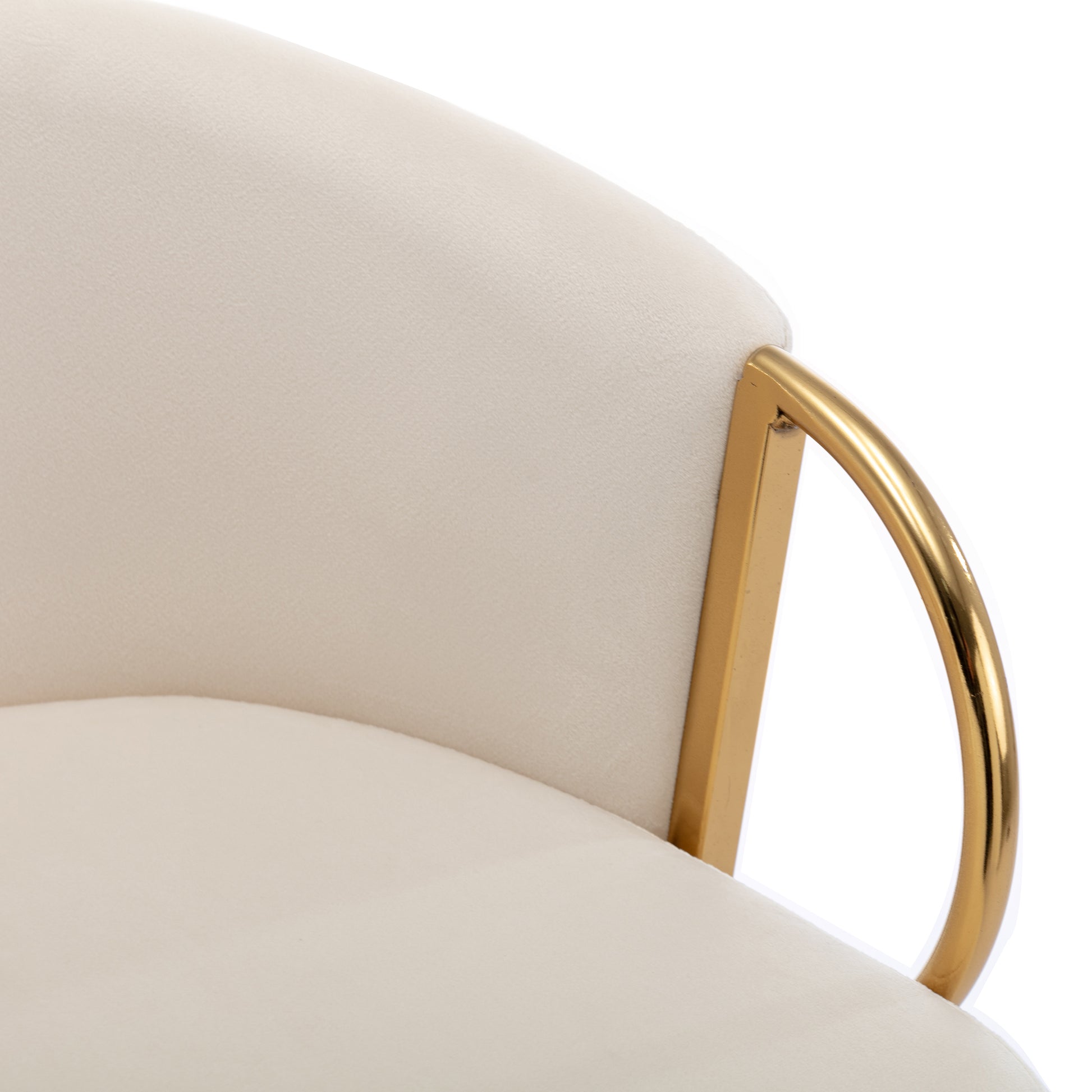 26 Inch Set Of 2 Bar Stools,With Chrome Footrest And Base Velvet Golden Leg Simple Bar Stoo,Cream Cream Foam Fabric