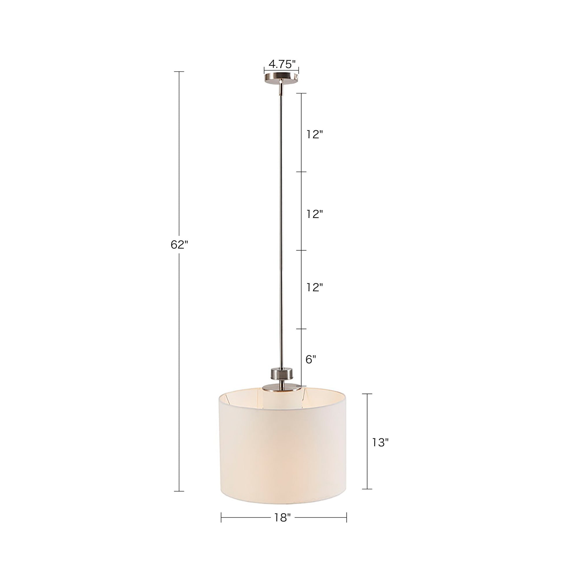 Pacific Metal Pendant With Drum Shade White Cotton