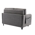 Coolmore Convertible Sleeper Sofa Bed, Modern Velvet Loveseat Couch With Pull Out Bed, Small Beautiful Seat Futon Sofa Bed With Headboard, 2 Pillows & Side Pockets For Living Room Light Grey Linen