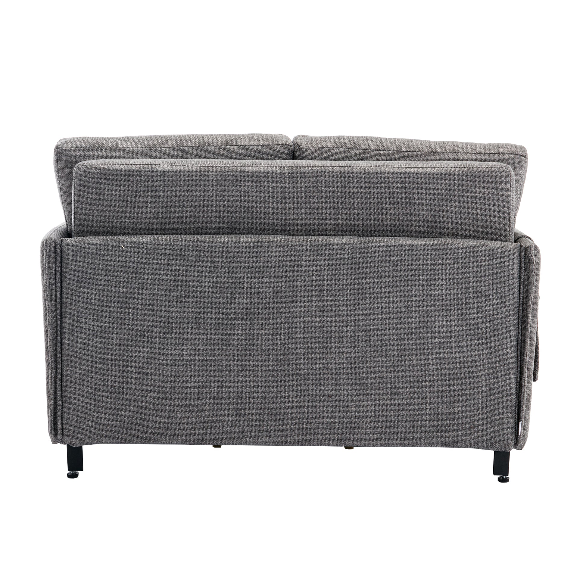 Coolmore Convertible Sleeper Sofa Bed, Modern Velvet Loveseat Couch With Pull Out Bed, Small Beautiful Seat Futon Sofa Bed With Headboard, 2 Pillows & Side Pockets For Living Room Light Grey Linen
