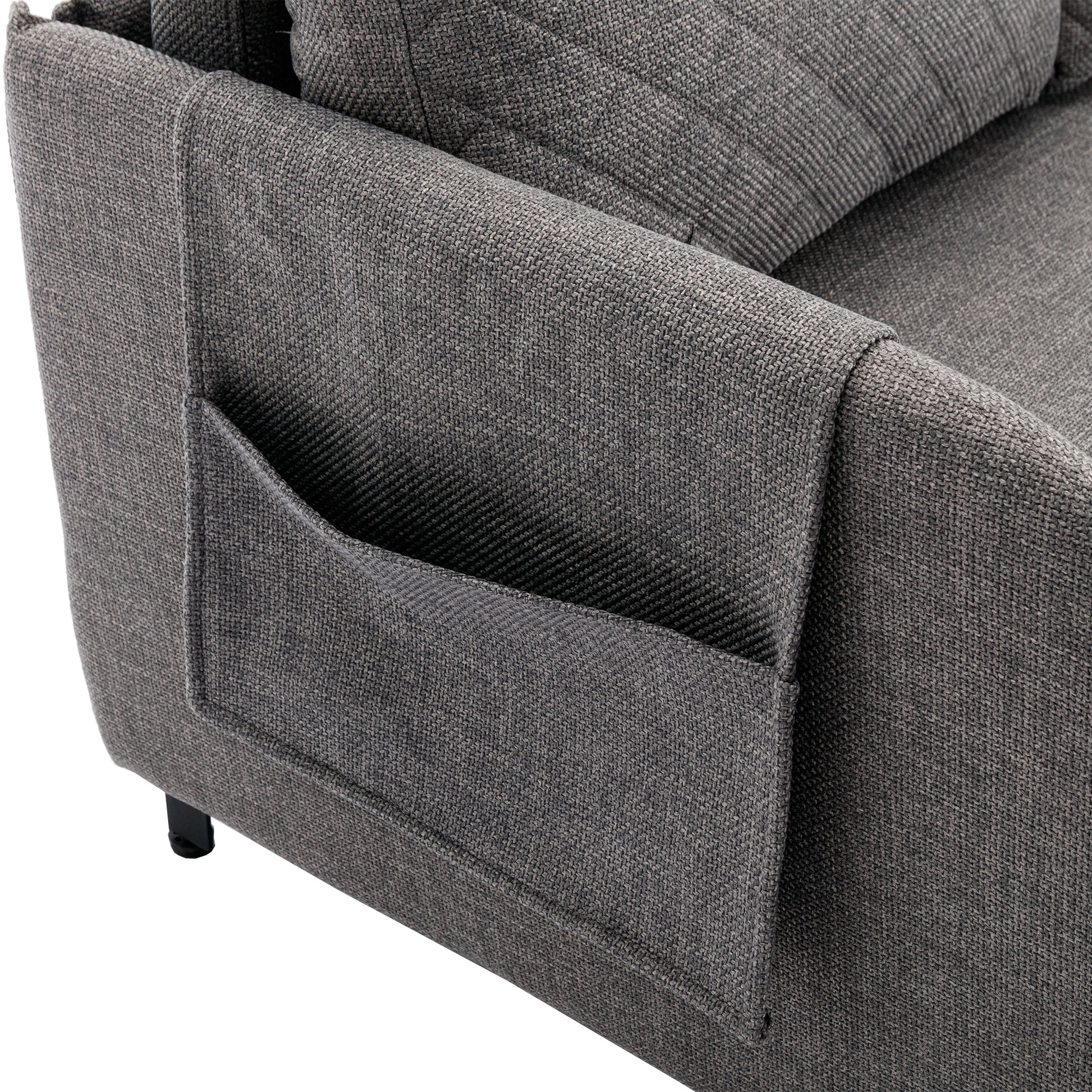 Coolmore Convertible Sleeper Sofa Bed, Modern Velvet Loveseat Couch With Pull Out Bed, Small Beautiful Seat Futon Sofa Bed With Headboard, 2 Pillows & Side Pockets For Living Room Light Grey Linen