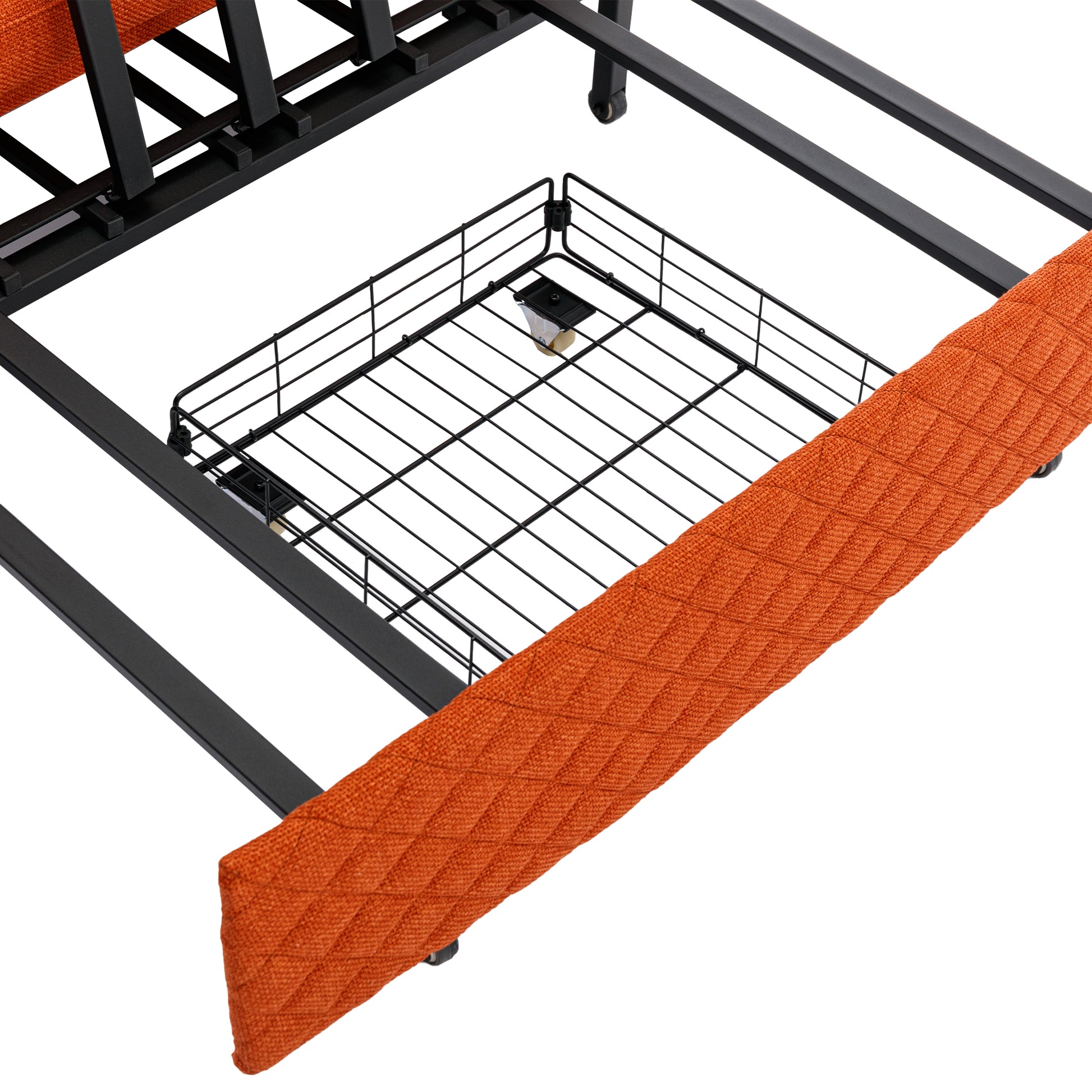 Coolmore Convertible Sleeper Sofa Bed, Modern Velvet Loveseat Couch With Pull Out Bed, Small Beautiful Seat Futon Sofa Bed With Headboard, 2 Pillows & Side Pockets For Living Room Orange Linen