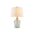 Harmony Angular Glass Table Lamp, Set Of 2 Grey Cotton