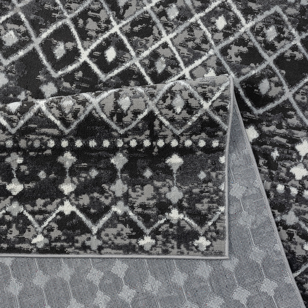 Moroccan Global Woven Area Rug Charcoal Polyester