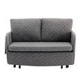 Coolmore Convertible Sleeper Sofa Bed, Modern Velvet Loveseat Couch With Pull Out Bed, Small Beautiful Seat Futon Sofa Bed With Headboard, 2 Pillows & Side Pockets For Living Room Light Grey Linen