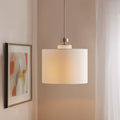Pacific Metal Pendant With Drum Shade White Cotton