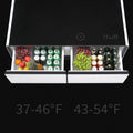 Modern Smart Coffee Table With Built In Fridge, Bluetooth Speaker, Wireless Charging Module, Touch Control Panel, Power Socket, Usb Interface, Outlet Protection, Atmosphere Light, White White Black Built In Outlets Or Usb Primary Living Space