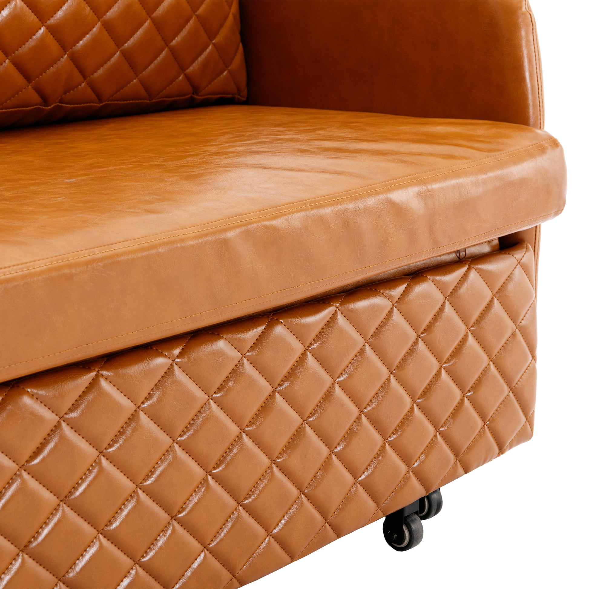 Coolmore Convertible Sleeper Sofa Bed, Modern Velvet Loveseat Couch With Pull Out Bed, Small Beautiful Seat Futon Sofa Bed With Headboard, 2 Pillows & Side Pockets For Living Room Brown Pu