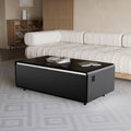 Modern Smart Coffee Table With Built In Fridge, Bluetooth Speaker, Wireless Charging Module, Touch Control Panel, Power Socket, Usb Interface, Outlet Protection, Atmosphere Light, Black Black
