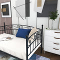 Metal Daybed Frame Multifunctional Mattress Foundation Bed Sofa With Headboard, Twin, Black Box Spring Not Required Twin Black Metal Bedroom Metal