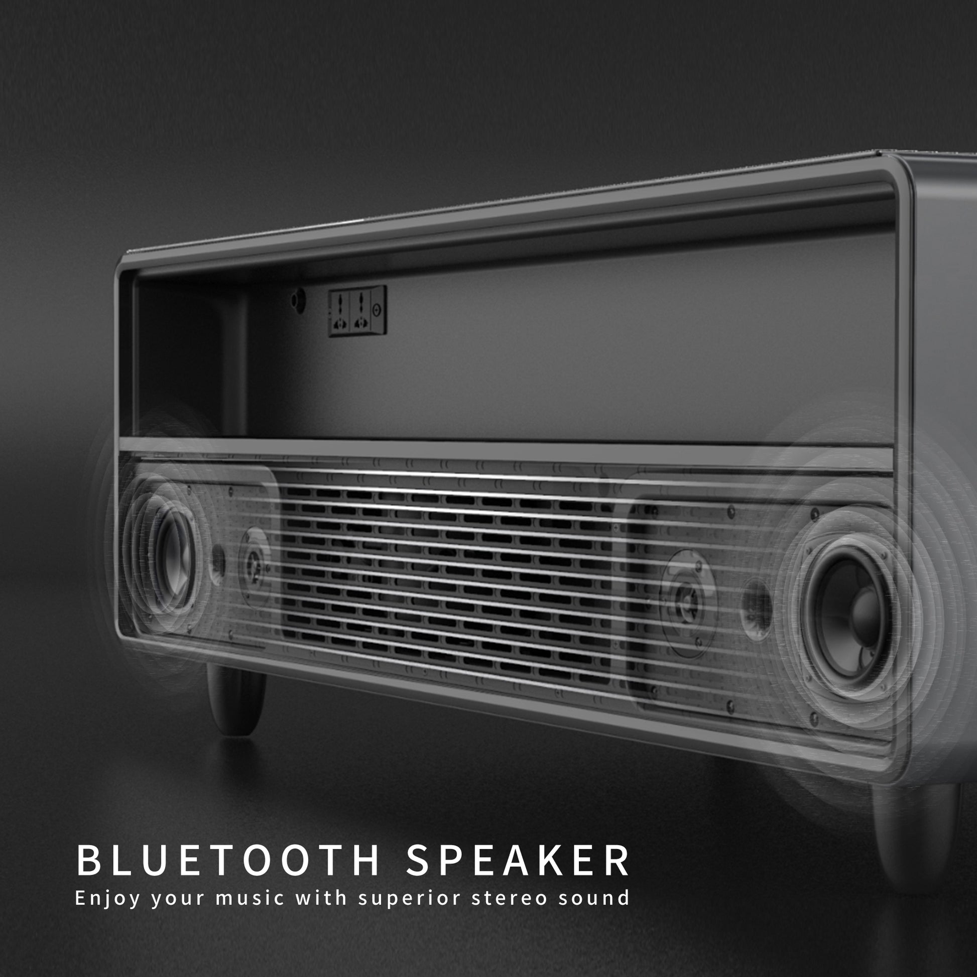 Modern Smart Coffee Table With Built In Fridge, Bluetooth Speaker, Wireless Charging Module, Touch Control Panel, Power Socket, Usb Interface, Outlet Protection, Atmosphere Light, Black Black