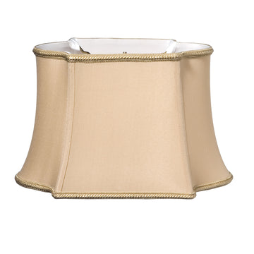 Fancy Oblong Softback Lampshade With Washer Fitter, Vintage Gold Color Natural Fabric Lampshade For Table Lamps, 10" Top X 14" Bottom X 10" Height Gold Shantung