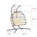 2 Person Outdoor Rattan Hanging Chair Patio Wicker Egg Chair Yes Sectional Beige Uv Resistant Frame Water Resistant Cushion Garden & Outdoor American Design,Classic 2 Person Seating Group Polyester Rattan