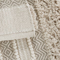 Woven Texture Stripe Bath Rug Natural Polyester