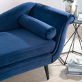 Chaise Lounge With Scroll Arm Blue Fabric
