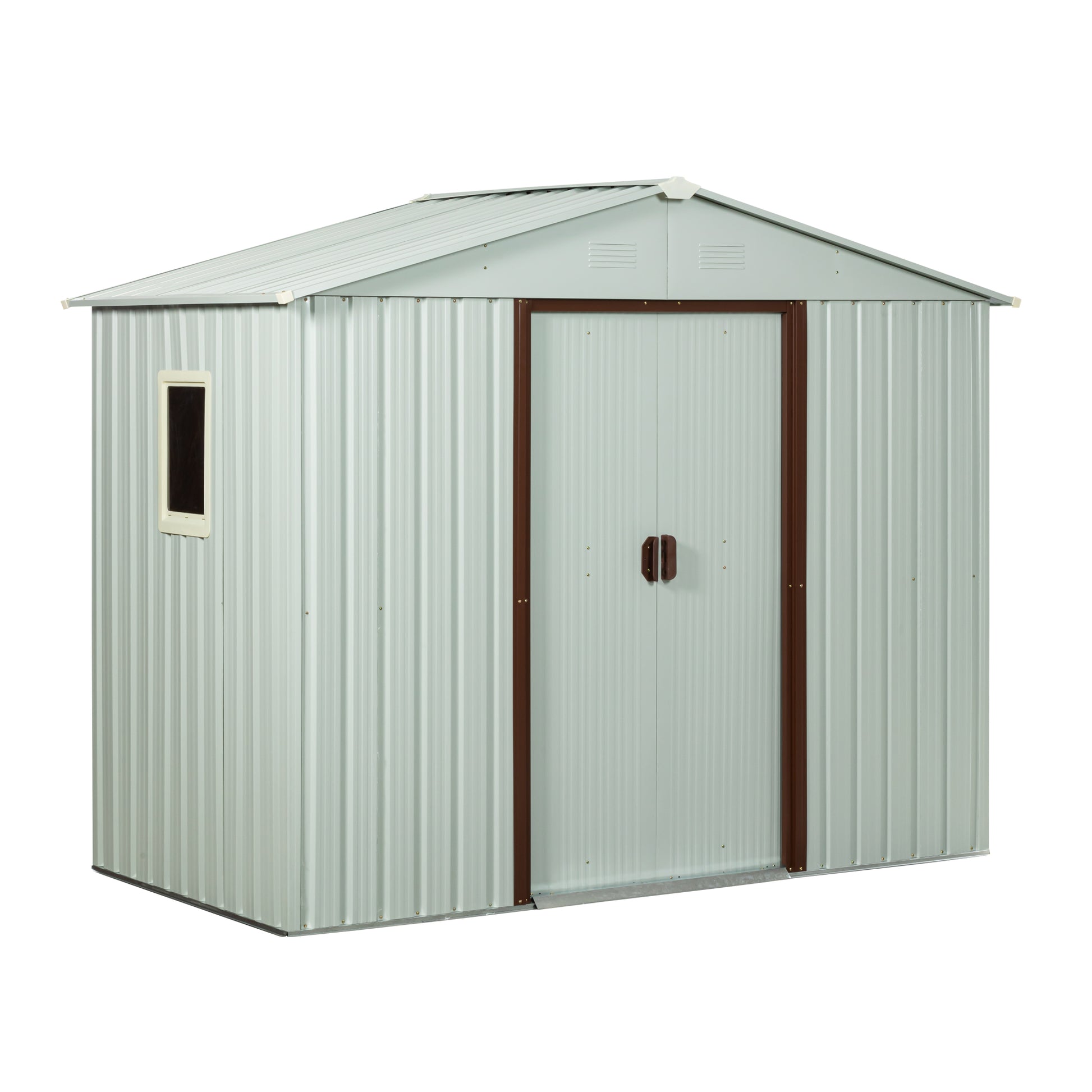 6Ft X 5Ft Outdoor Metal Storage Shed With Window White White Iron