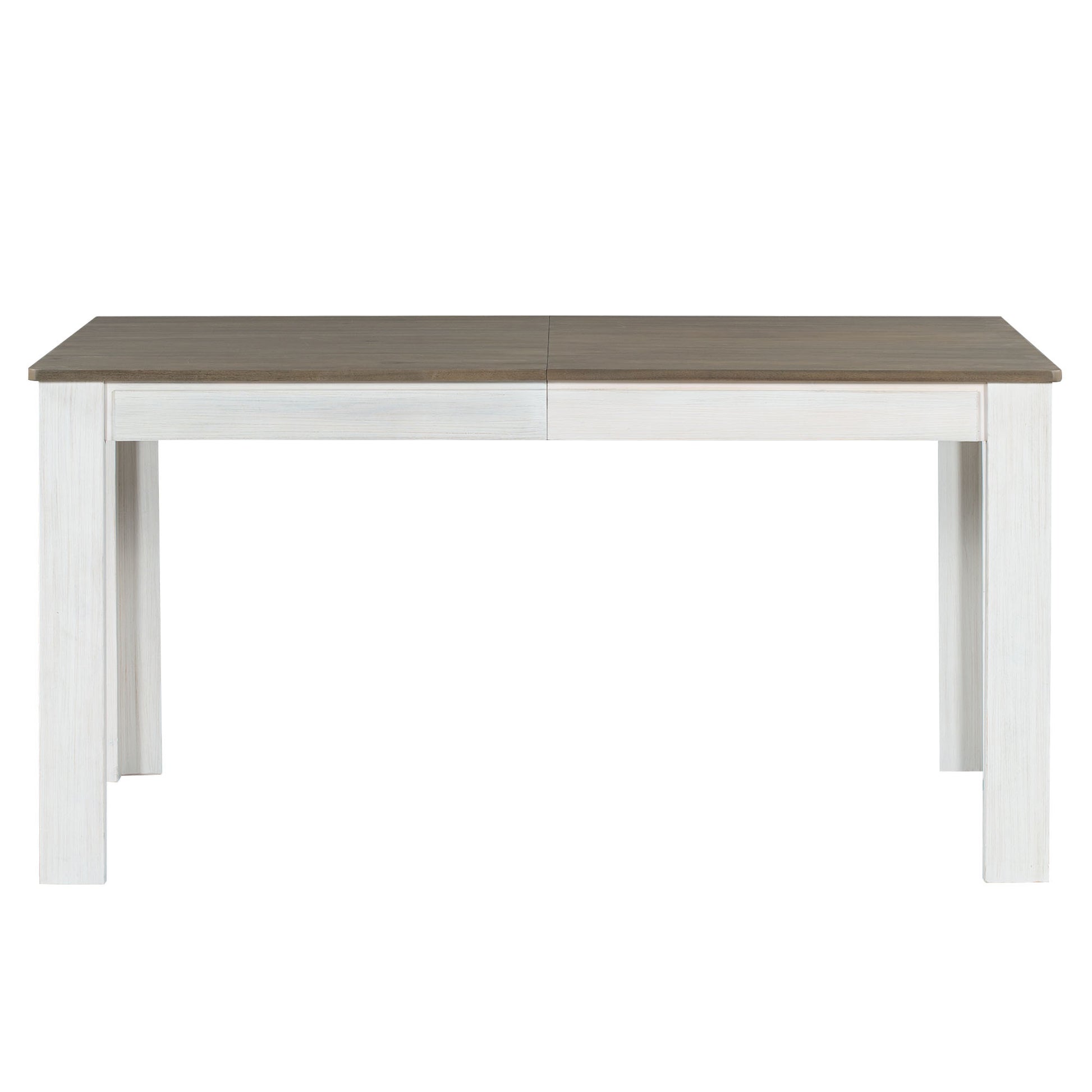 7 Piece Wooden Dining Table Set Mutifunctional Extendable Table With 12" Leaf And 2 Drawers, 6 Dining Chairs With Soft Cushion Brown White Brown White Solid Wood