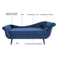 Chaise Lounge With Scroll Arm Blue Fabric