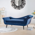 Chaise Lounge With Scroll Arm Blue Fabric