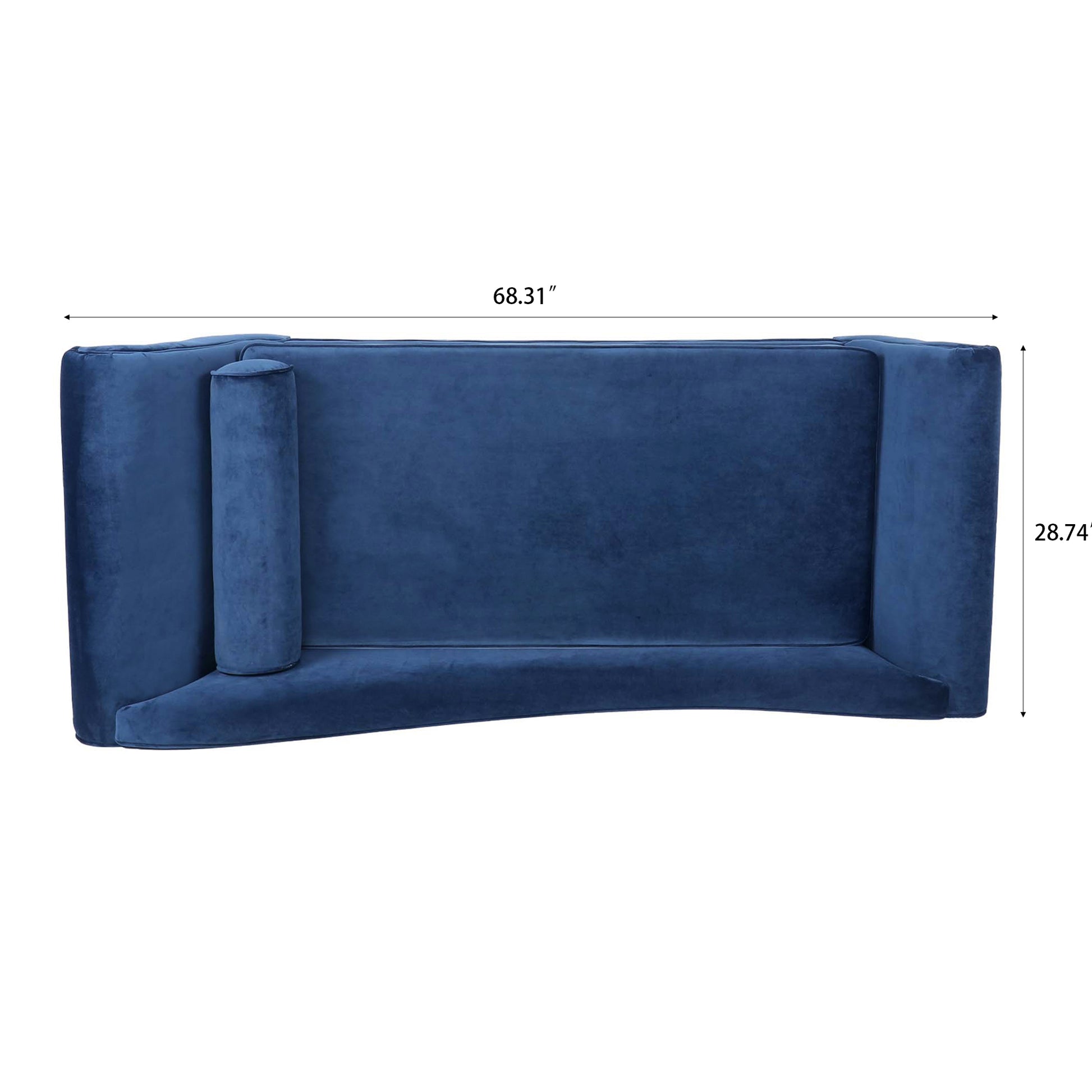 Chaise Lounge With Scroll Arm Blue Fabric