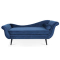 Chaise Lounge With Scroll Arm Blue Fabric