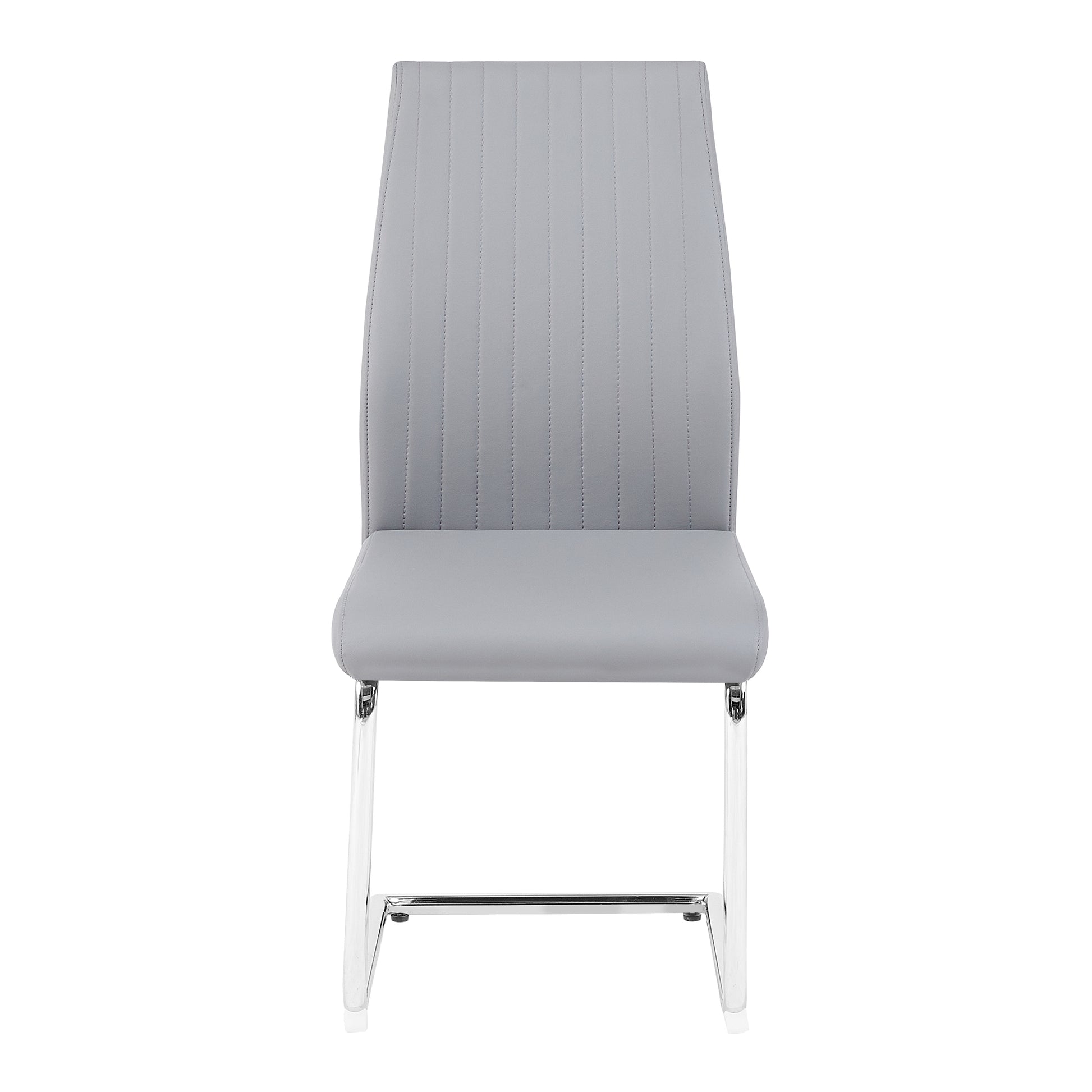 Light Grey Modern Simple Style Dining Chair Pu Leather Chrome Metal Pipe Restaurant Home Chair Set Of 2 Light Grey Pu Leather