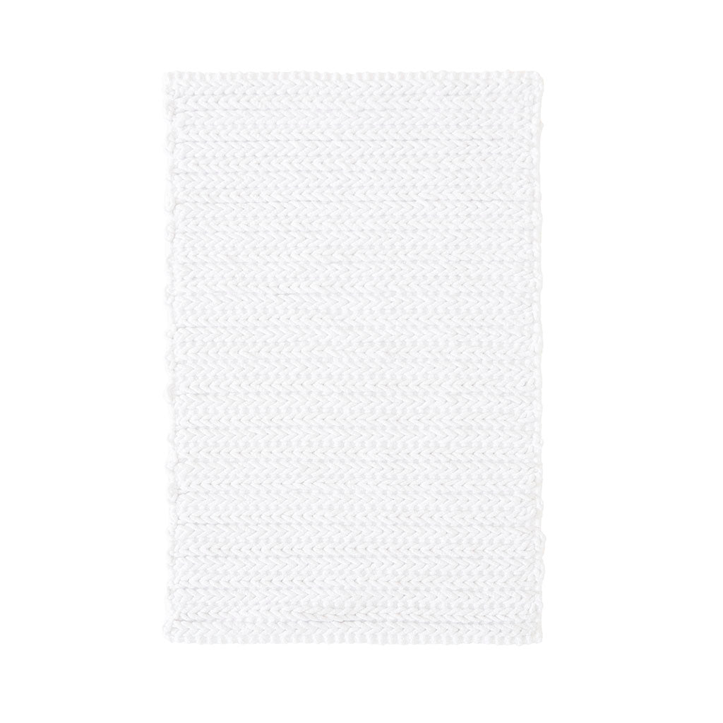 100% Cotton Chenille Chain Stitch Rug White Cotton