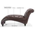 Tufted Armless Chaise Lounge Dark Brown Pu Pu