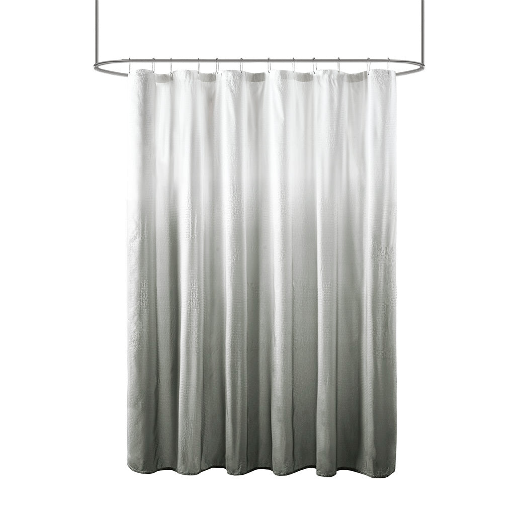Ombre Printed Seersucker Shower Curtain Grey Polyester