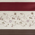 Faux Silk Embroidered Floral Shower Curtain Red Polyester
