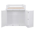 Full Size Loft Bed With Drawers,Desk,And Wardrobe White White Solid Wood