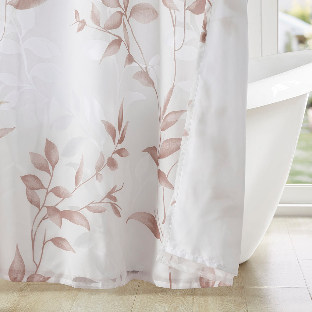 Burnout Printed Shower Curtain Mauve 72X72" Multicolor Polyester