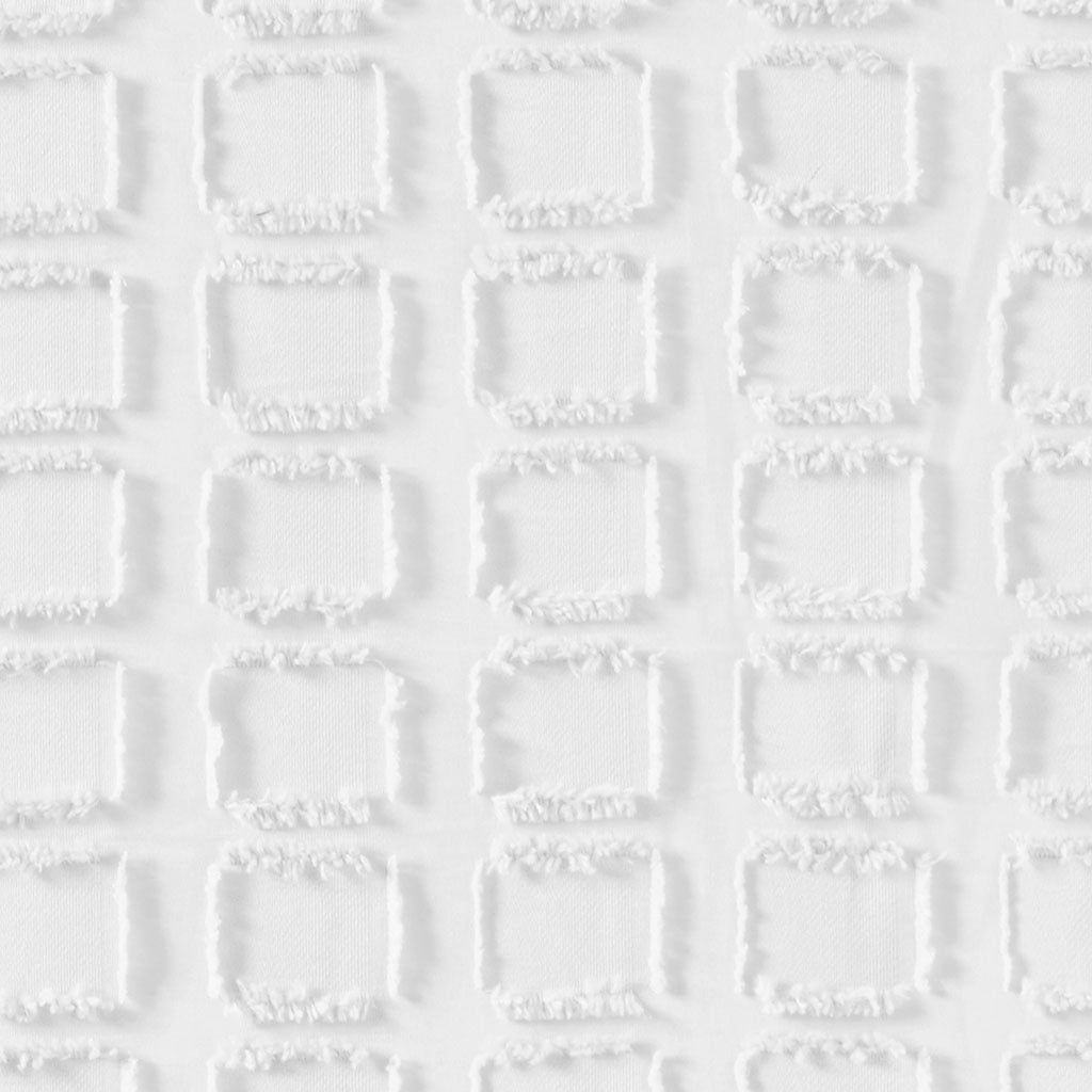 Woven Clipped Solid Shower Curtain White Polyester