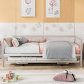 Twin Size Metal Daybed With Adjustable Trundle, Pop Up Trundle, Silver Silver Metal