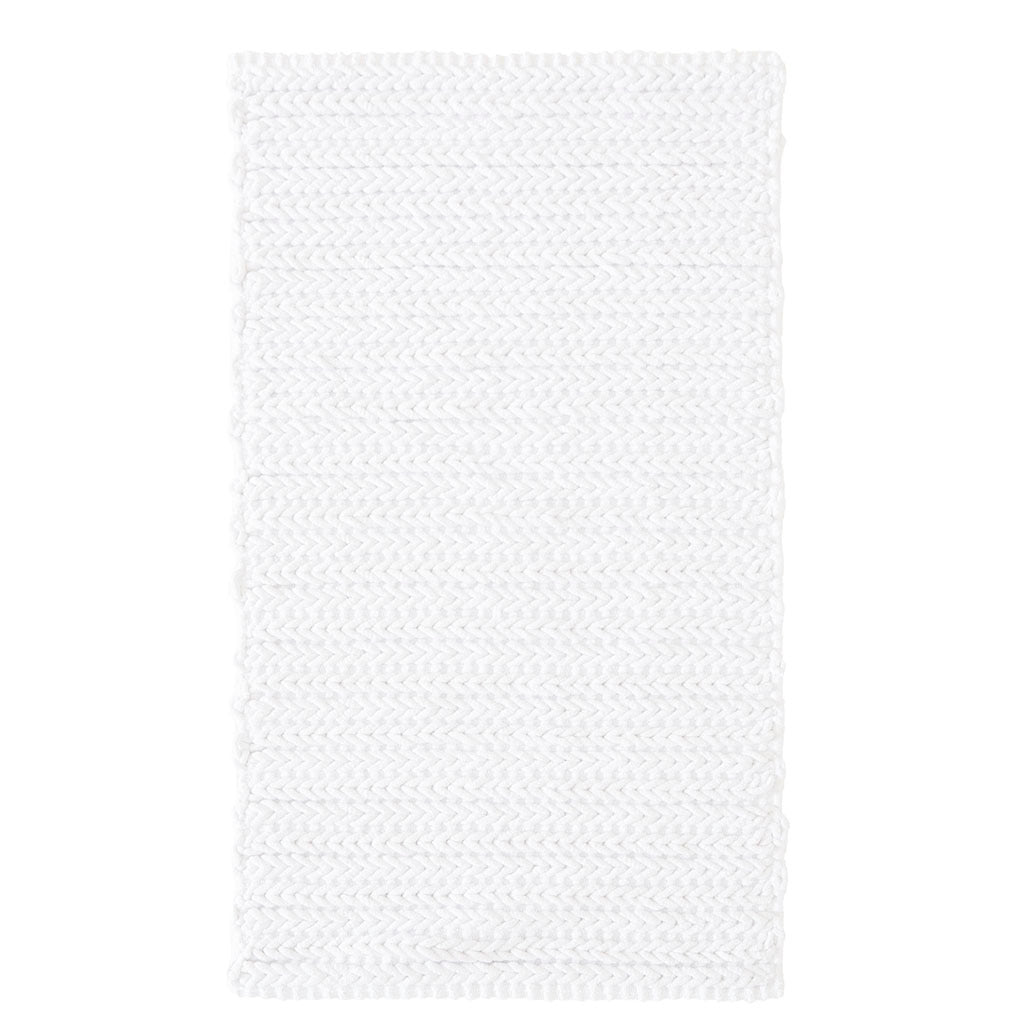 100% Cotton Chenille Chain Stitch Rug White Cotton