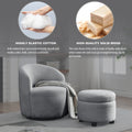 Video Welike Swivel Barrel Chair, Living Room Swivel Chair With Round Storage Chair, 360 Swivel Club Chair, Nursery, Bedroom, Office, Hotel With Upholstered Modern Armchair, Teddy Fabric Grey Teddy Foam Fabric