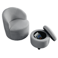 Video Welike Swivel Barrel Chair, Living Room Swivel Chair With Round Storage Chair, 360 Swivel Club Chair, Nursery, Bedroom, Office, Hotel With Upholstered Modern Armchair, Teddy Fabric Grey Teddy Foam Fabric
